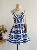 Floral Print V-Neck Mini Dress