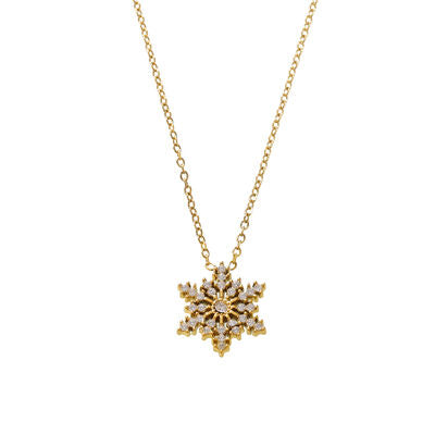 Stainless Inland Zircon Snowflake Necklace