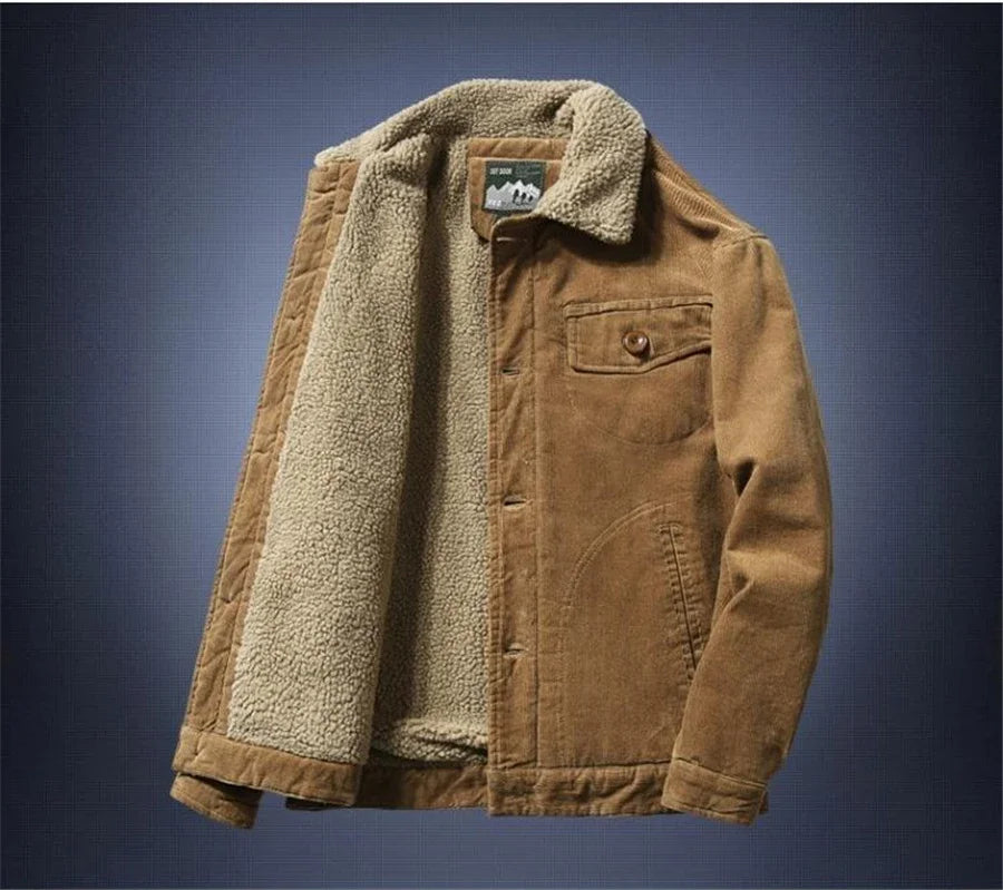 Men's Corduroy Fleece-Lined Winter Jacket