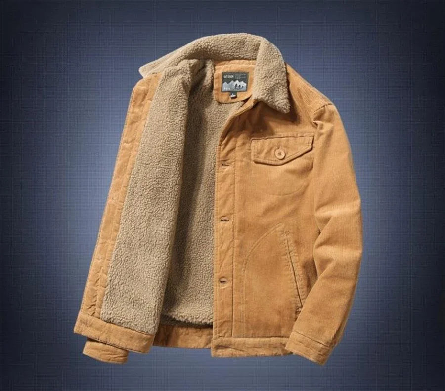 Men's Corduroy Fleece-Lined Winter Jacket