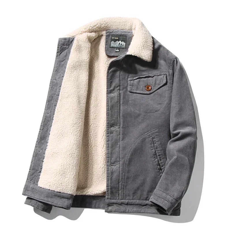Men's Corduroy Fleece-Lined Winter Jacket