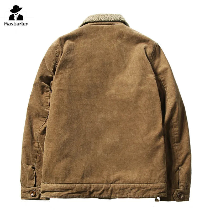 Men's Corduroy Fleece-Lined Winter Jacket