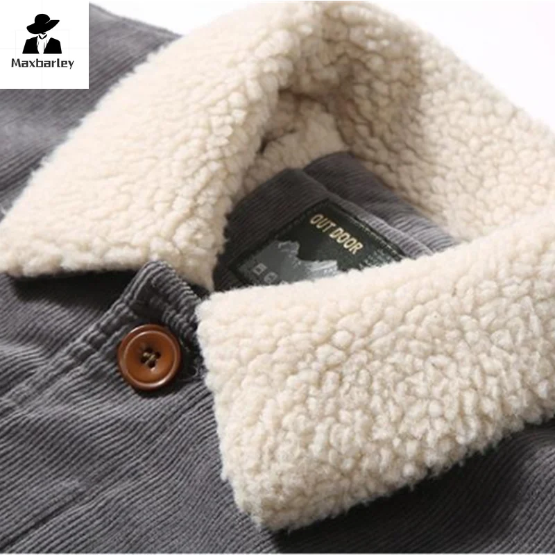 Men's Corduroy Fleece-Lined Winter Jacket