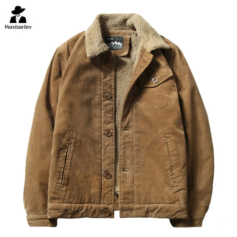 Men's Corduroy Fleece-Lined Winter Jacket