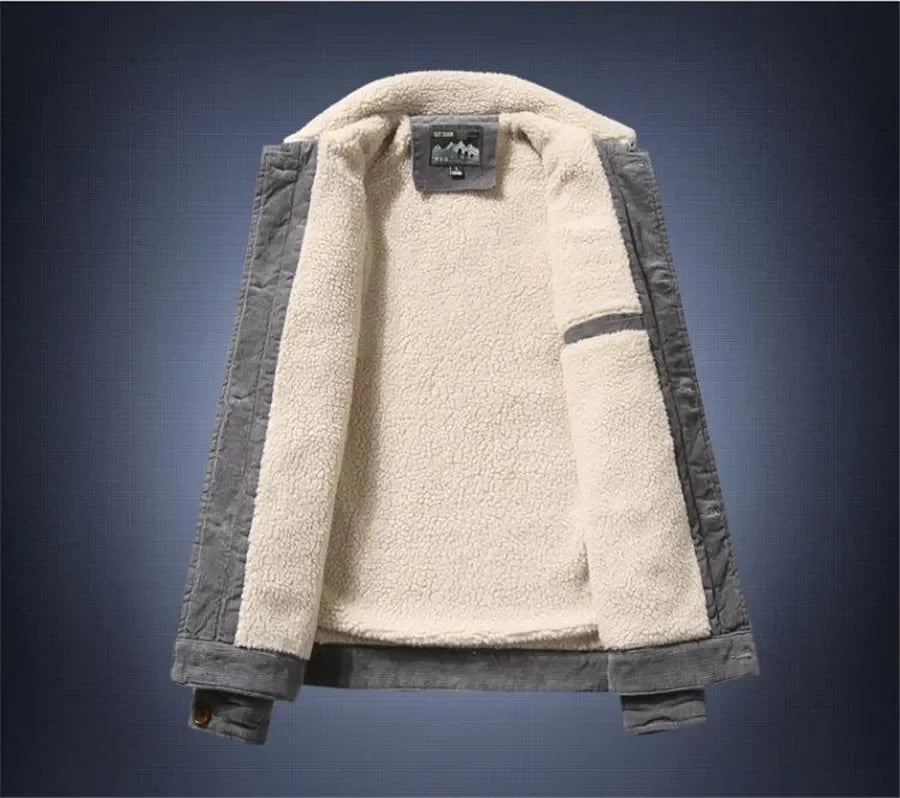 Men's Corduroy Fleece-Lined Winter Jacket