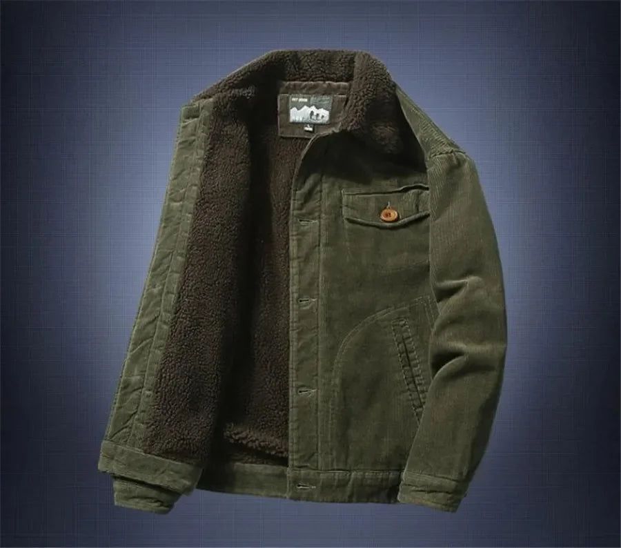 Men's Corduroy Fleece-Lined Winter Jacket