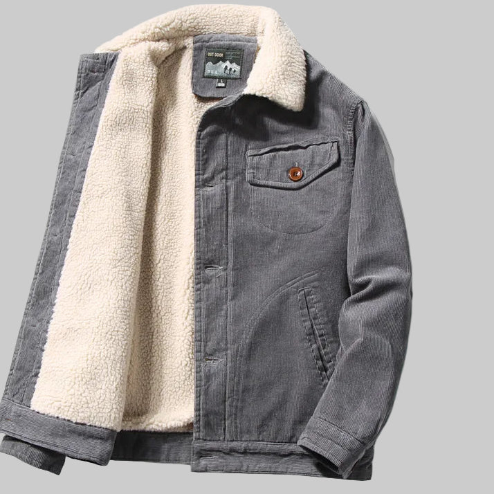 Men's Corduroy Fleece-Lined Winter Jacket