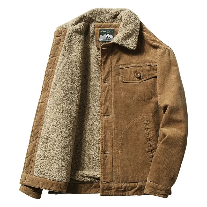 Men's Corduroy Fleece-Lined Winter Jacket