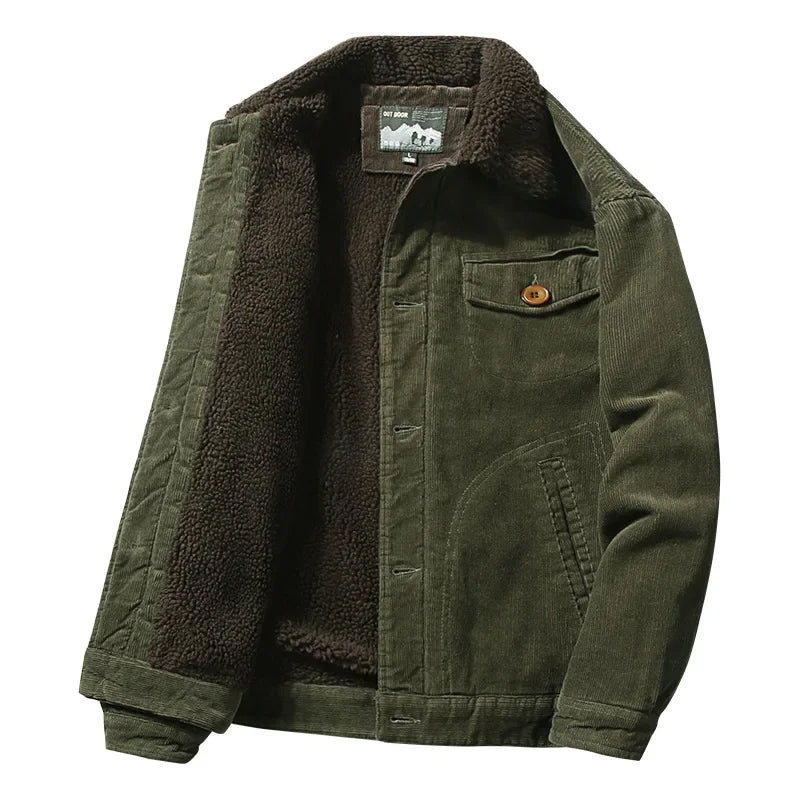 Men's Corduroy Fleece-Lined Winter Jacket