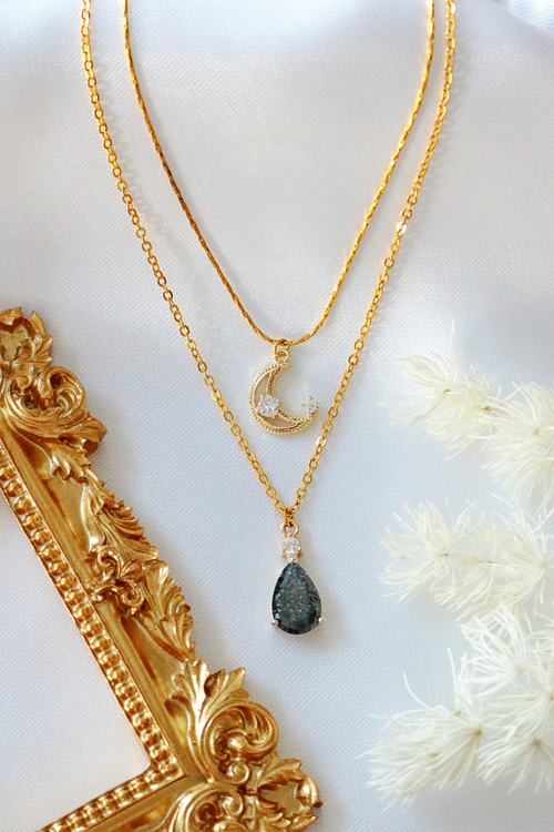 18K Gold-Plated Layered Moon Necklace