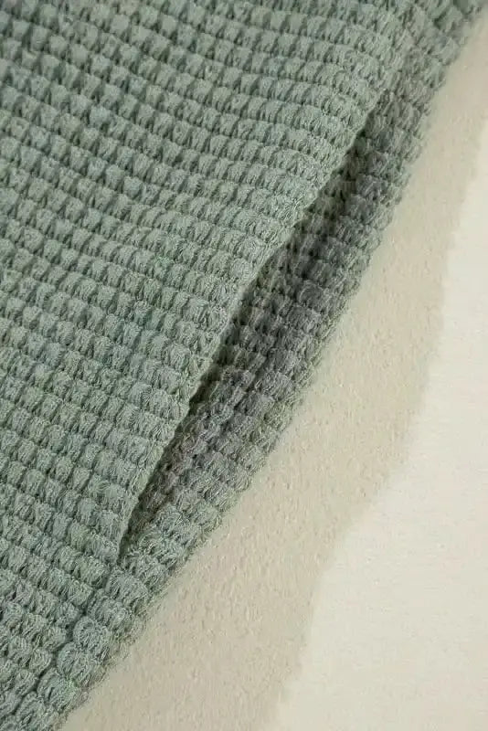 Women's Laurel Green Waffle-Knit Cardigan
