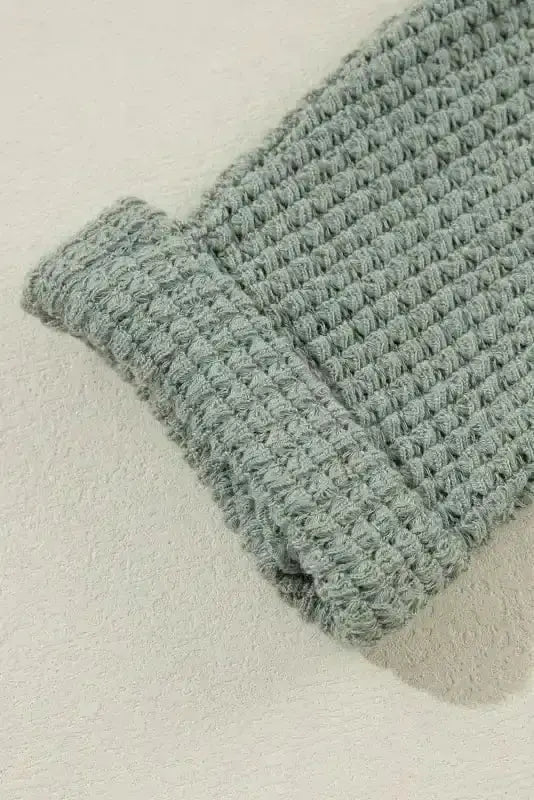 Women's Laurel Green Waffle-Knit Cardigan