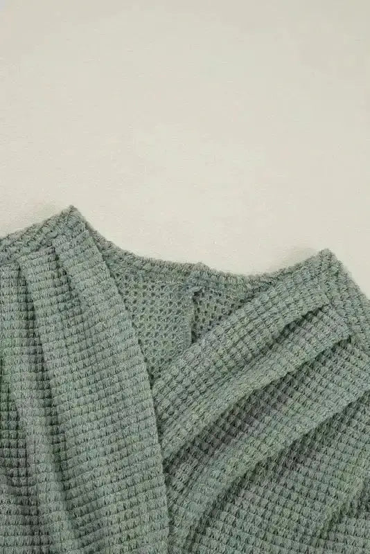 Women's Laurel Green Waffle-Knit Cardigan